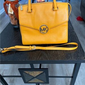 Michael Kors yellow Leather Hudson Satchel
